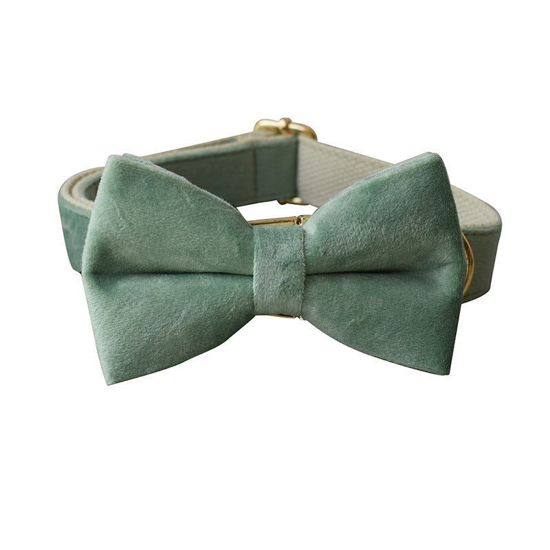 Mint Green Velvet Dog Collar & Leash Set