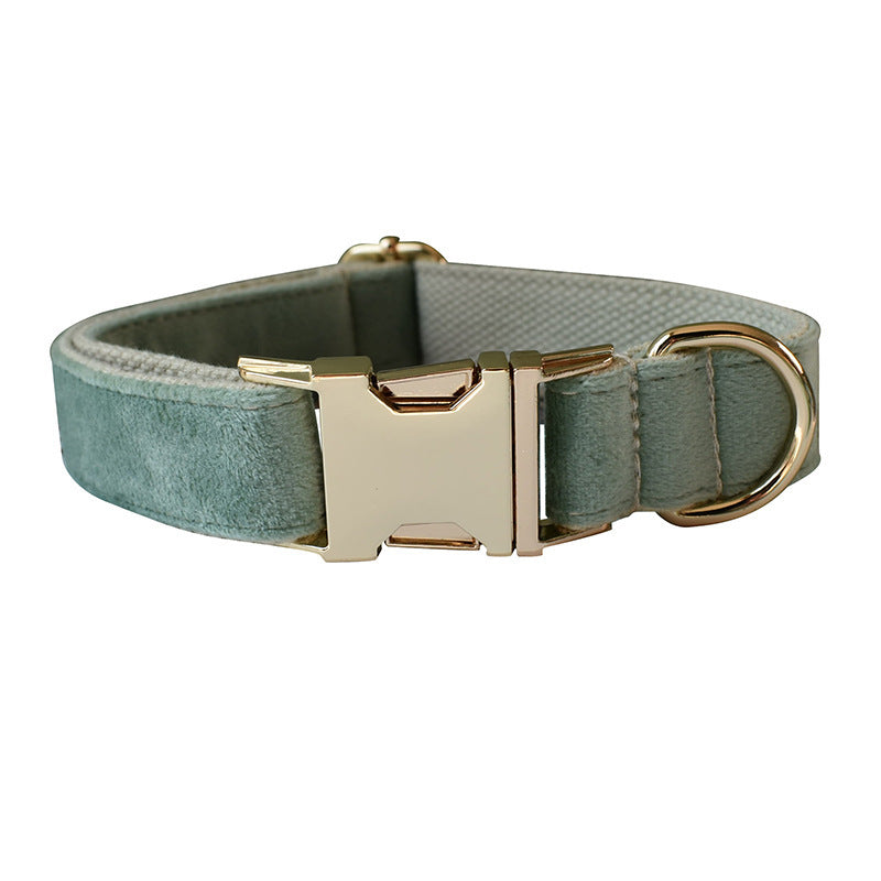 Mint Green Velvet Dog Collar & Leash Set
