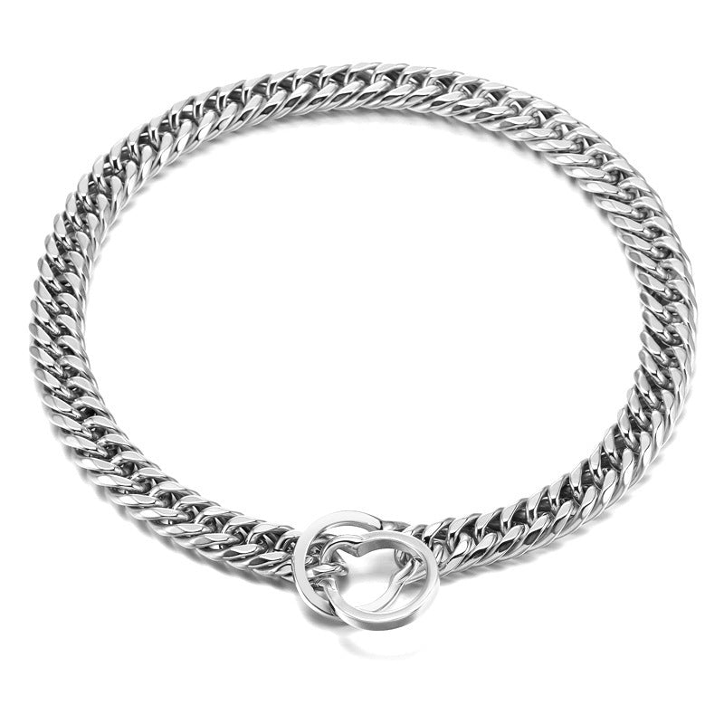 Gold Stainless Steel Cuban Link Dog Chain Collar