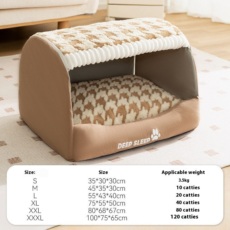 Pawspire™ Bear Cave Pet Bed – Ultra-Cozy Enclosed Sofa for Small Dogs & Cats