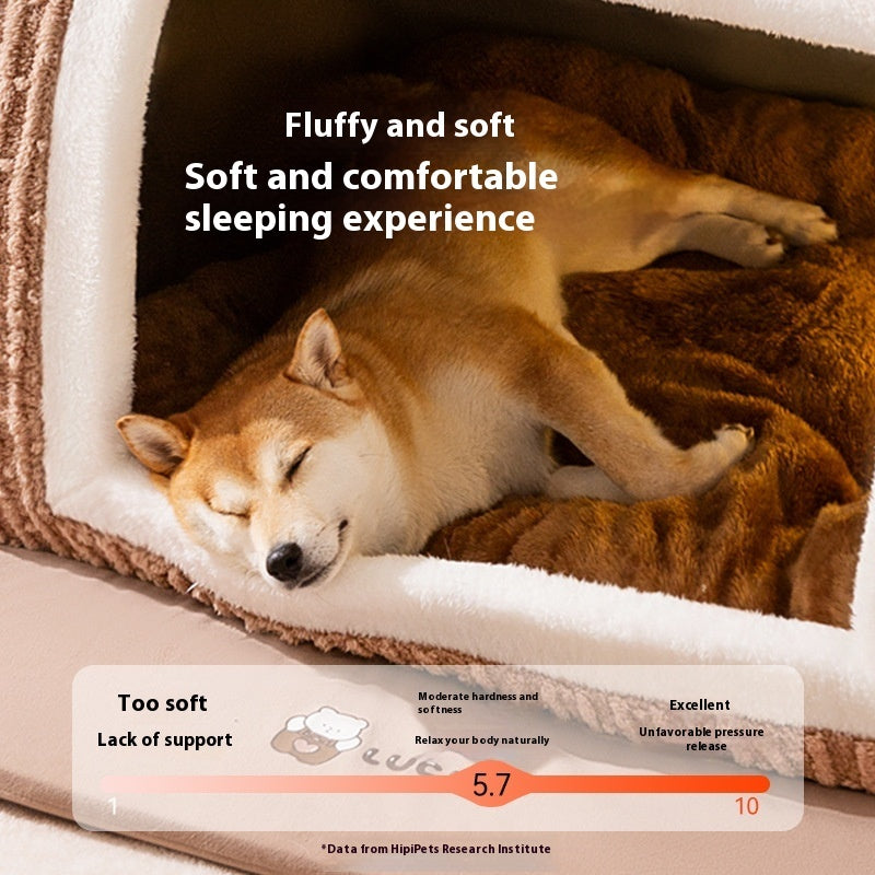 Pawspire™ Bear Cave Pet Bed – Ultra-Cozy Enclosed Sofa for Small Dogs & Cats