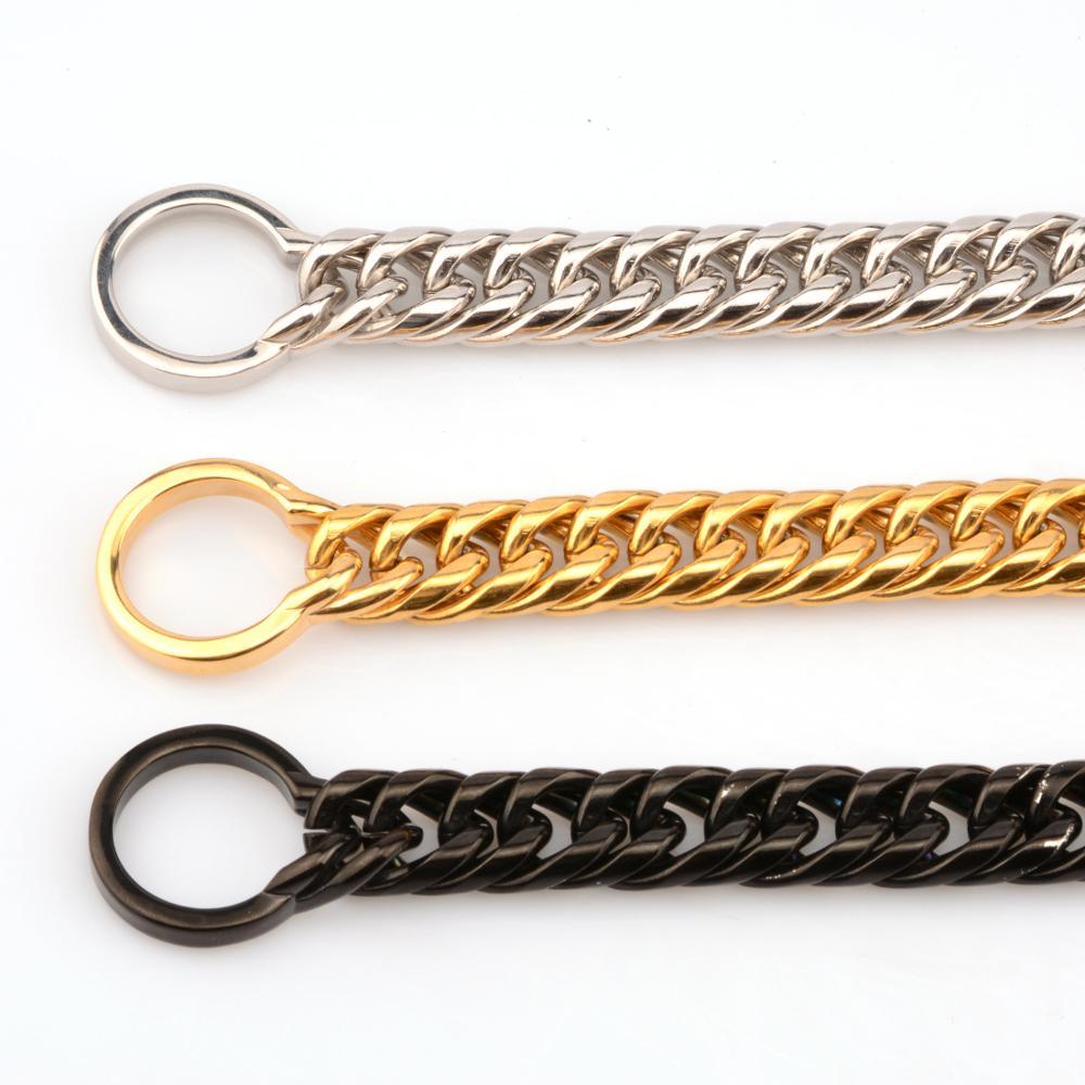 Gold Stainless Steel Cuban Link Dog Chain Collar