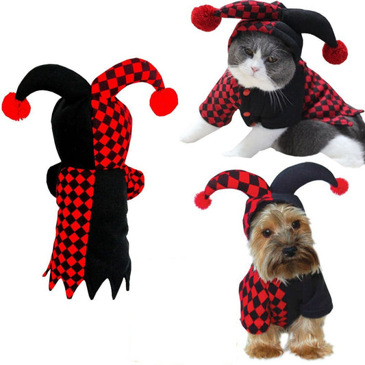 Harlequin Jester Costume – Funny Halloween Outfit for Dogs & Cats