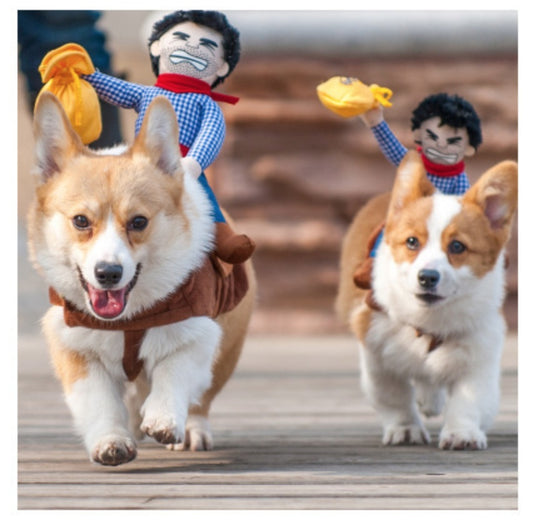 Cowboy Rider Dog Costume – Funny Rodeo Outfit for Pets