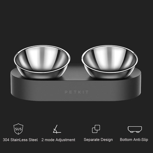 Premium Adjustable Stainless Steel Double Pet Bowl – PAWSPIRE™ Collection