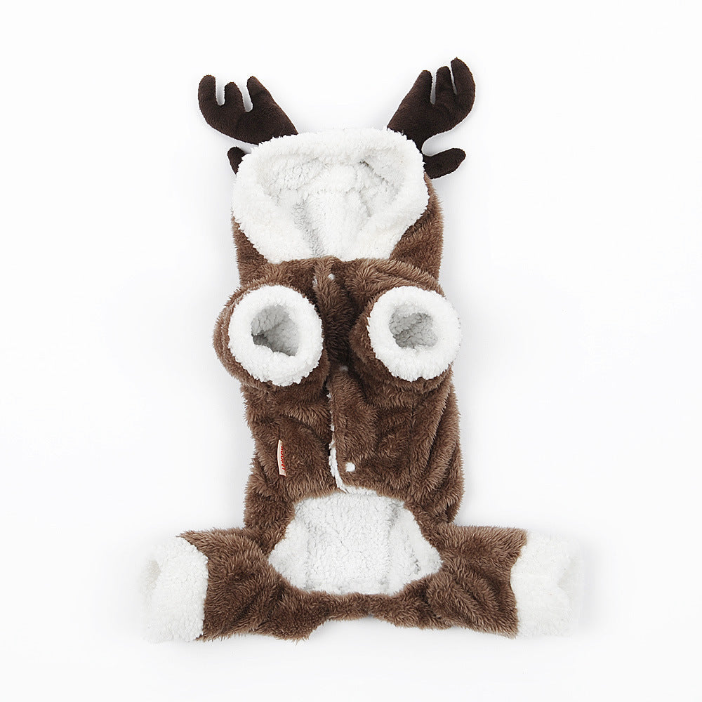Reindeer Winter Onesie – Soft Fleece Antler Costume for Dogs & Cats