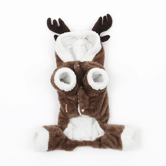Reindeer Winter Onesie – Soft Fleece Antler Costume for Dogs & Cats