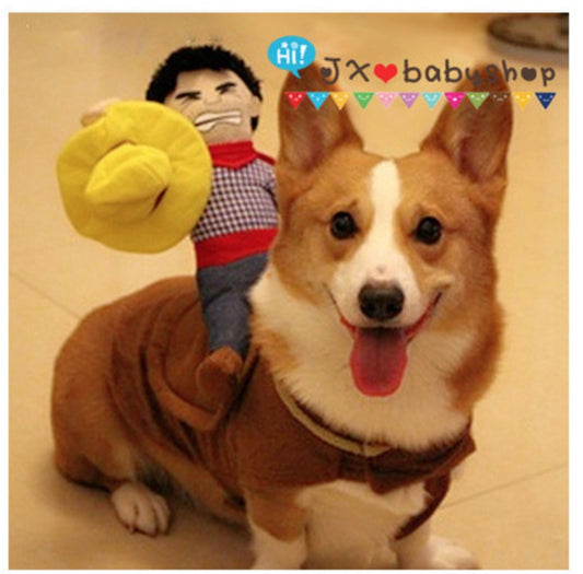 Cowboy Rider Dog Costume – Funny Rodeo Outfit for Pets